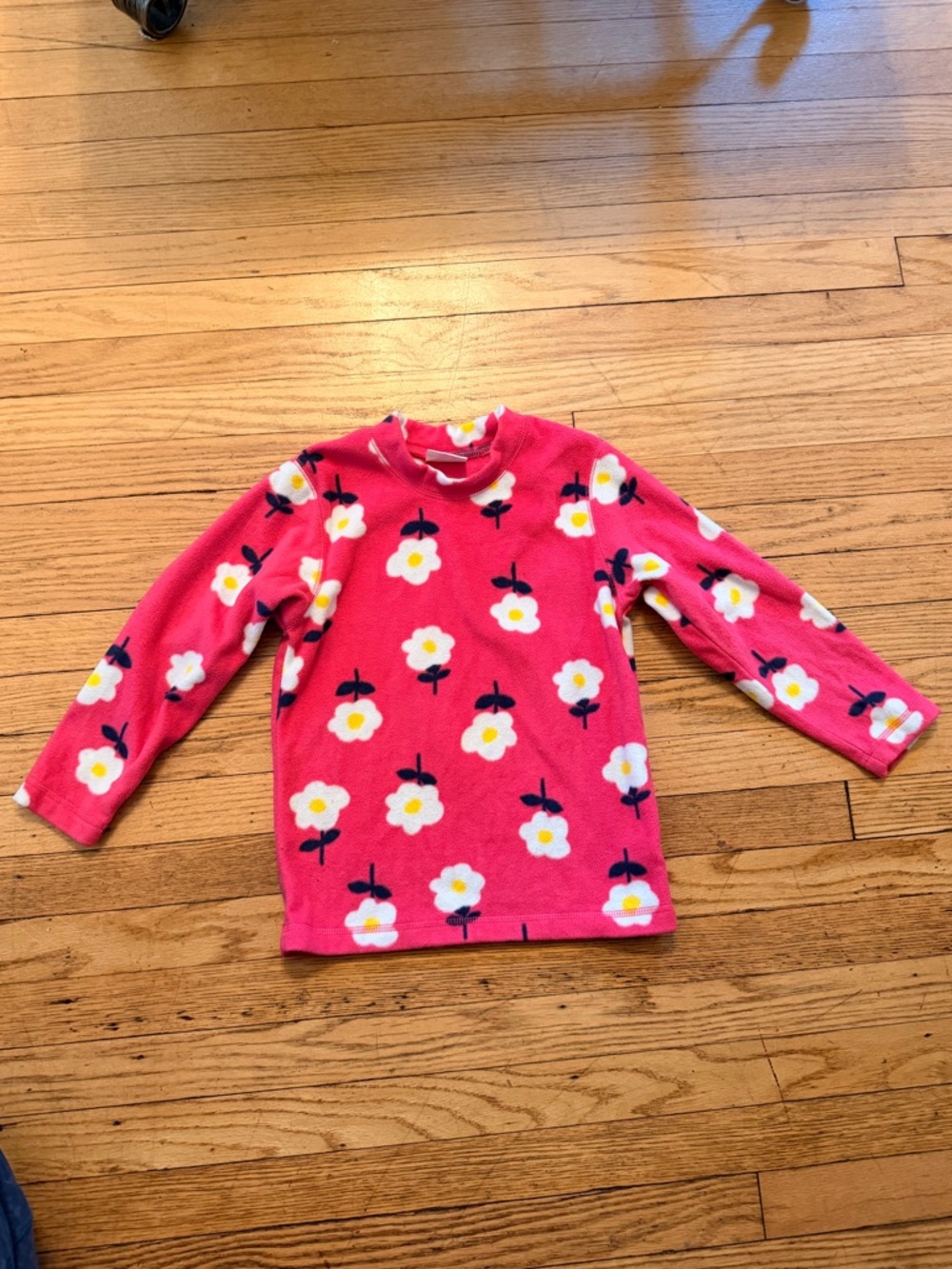 Hanna Andersson Pink Floral Fleece Long-Sleeve Size 6-7